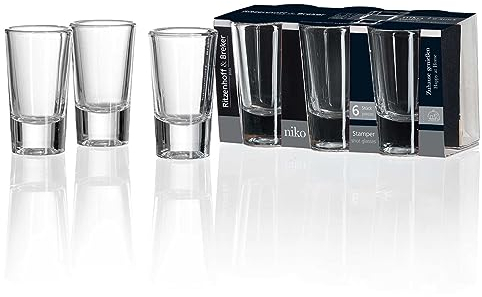 Ritzenhoff & Breker Stamper Niko, 30 ml, 6 Stück, Kleine Schnapsgläser mit dickem Eisboden, 2cl Shotglas im 6er Gebinde, Spülmaschinengeeignet