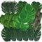 VaryFloral 60 Pièces Feuilles Artificielles 6 Types de Plante Artificielle Feuilles Feuillage Artificielles Deco Monstera Variegata Feuille de Palmier pour Jungle à Thème Plage Décoration