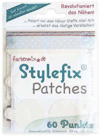 Farbenmix Stylefix-Patches zum Nähen & Sticken, für Applikationen (VPE = 60 Stück, ca. 30mm Durchmesser, rund, doppelseitig klebend)