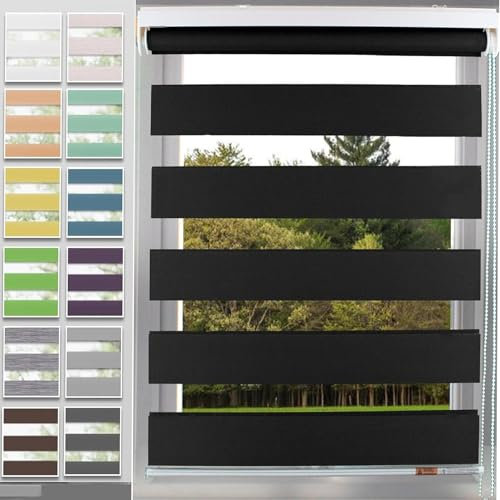 Tenda Da Sole In 110 x 300 cm 100% Blackout Termica Isolante Cortina di per Balcone, con Catenella per Finestra o Porta, Nero