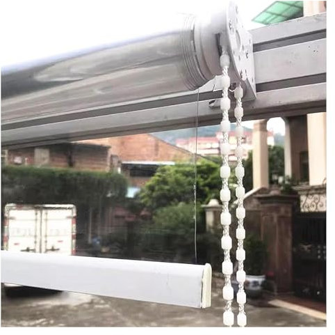 PHLEPS Transparent Vinyl Roller Shade Blind, Clear PVC Plastic Roll Up Blinds With Fittings, Waterproof Bathroom Curtain, For Windows Door Partition Patio Door Pergola Gazebo (Color : Clear, Size :