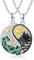 REDSUN Yin Yang Halskette 925 Sterling Silber Berg Sonne Anhänger Halskette für Paar BFF Kette 2ps Freundschaftskette Schmuck Geschenke für Damen Herren Couple Tochter （Malachit）