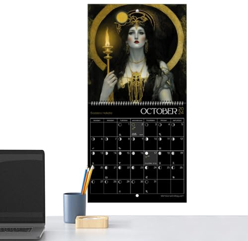 Mondkalender 2024, Mondkalender 2024, Neumondkalender, Vollmondplan, astronomische Ereignisse, Mondzyklusdaten, sicherer und dekorativer Mondphasenkalender 2024 für Schlafzimmer, Wohnzimmer, Büros