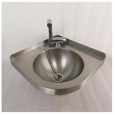 Lavabo triangulaire en acier inoxydable à cuve unique, évier d'angle mural, lavabo épais pour camping-car, camping-car