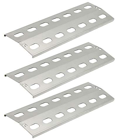 Grillclub 3 x Edelstahl Brennerabdeckung 39,5 x 15 cm - 1mm stark - für Gasgrill Flammenverteiler