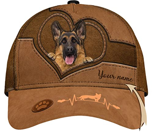 Generic Baseball Mütze Personalisierter Deutscher Schäferhund Baseball Kappe Baumwolle Basecap Sonnenschutz Baseball Cap Für Tennis, Running, Teenager
