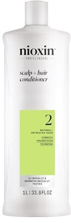 Nioxin Scalp + Hair System 2 Conditioner – Haarspülung für unbehandeltes, sichtbar dünner werdendes Haar – mit Biotin, Koffein & Niacinamid (1 l)
