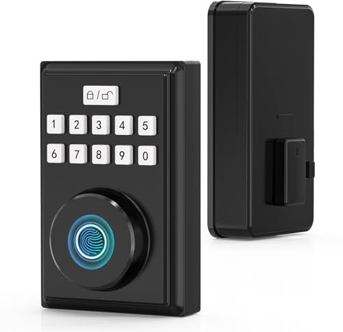 OOCC Fingerprint Door Lock, Keyless Entry Deadbolt with Electronic Keypad, Smart Lock for Front Door, Black