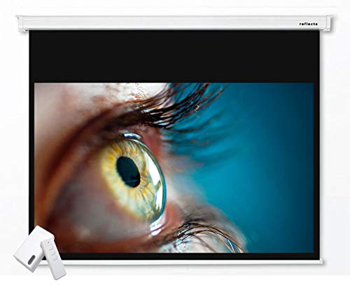 Universal Heimkino & Business Beamer Motorleinwand 180 x 141 (176x99) cm/Gehäuselänge 207 cm / 16:9/80“ / HDTV/Full HD / 3D / 4K / Vierkantgehäuse/Kabelseite Links/Funkfernbedienung