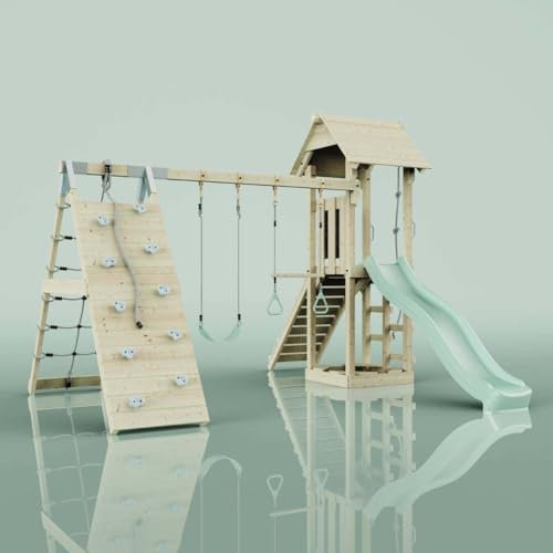 PolarPlay Spielturm Kiruna aus Holz in Grün Trapezstange