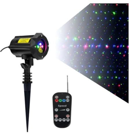 Luci Natale Esterno, Proiettore natalizio Faretto paesaggistico a LED Lampada for proiettore con spettacolo di stelle rosse e verdi for le vacanze natalizie da parete di Halloween ,Halloween, Natale.