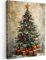 MuchoWow© Weihnachtsdeko Leinwandbilder 50x70 cm Wall Art Decoration Bilder Weihnachtsgeschenke für die Wand Deko Canvas Painting Wanddekoration Wohnzimmer Weihnachtsbaum - Vintage - Weihnachten