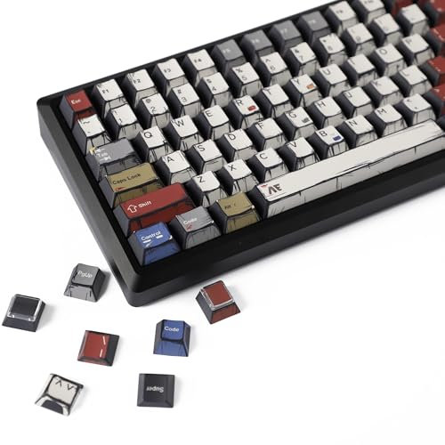 YMDK Retro Manga Theme Keycaps Anime Comic Full Set 141 Keys Creative Interesting Homemade Custom Keycap PBT Dye Sub Cherry Profile Key Caps for MX Mechanical Keyboard