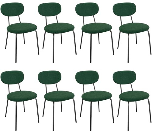 LEWE Esszimmerstühle 8er Set, Stapelbar Polsterstühle, Moderne Küchenstühle mit Unabhängige Rückenlehne, Kleine Runde Metallseitenstühle für Esszimmer, Küche, Restaurant, Schlafzimmer