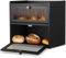 Panera de madera para encimera de cocina con ventana acrílica y ventilación, contenedor de almacenamiento de pan de doble capa, Caja de Pan para cocina, cafetería, despensa, 36x34x24cm (Negro)