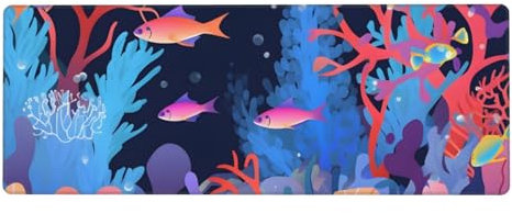 Large Mouse Mat 800x300x3mm Gaming Mouse Pad Colorful Underwater World Office Desk Mat, Improved Precision and Speed