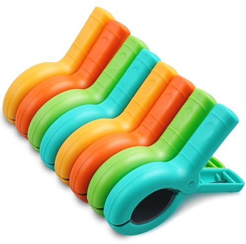 8 Pezzi Mollette Grandi Plastica per Telo Mare, Clips Antivento con Molla Forte, Clip Resistenti per Telo da Spiaggia, Vestiti