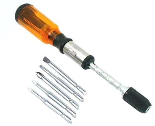 drburpily Tournevis à pression pratique pour desserrer les vis sans effort Tournevis semi-automatique à pression facile à transporter, tapez+1