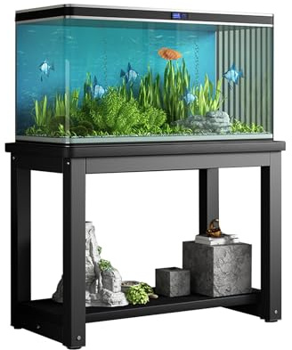 Aquarium Unterschrank Aquariumständer mit Rutschfesten Fußmatten, Schwarzer Schildkrötenbeckentisch, Aquariumschrank fürs Wohnzimmer, Dekotisch fürs Aquarium, Reptilienständer(D,100x40cm(39 3/8x15 3/