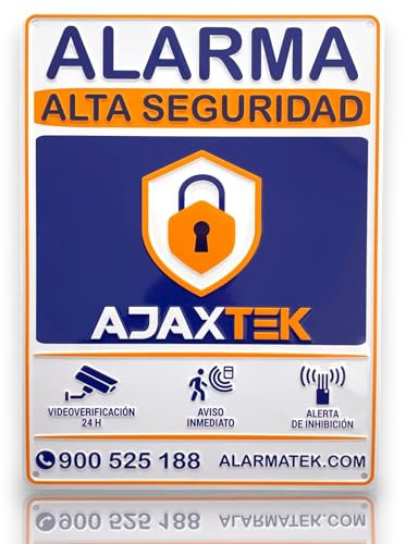 Cartello allarme AJAX È autentico. Cartello Zona Videosorveglianza - Segnale Avviso Polizia - Dissuasori - Interno ed Esterno - Piastra allarmi videosorveglianza 28X21CM