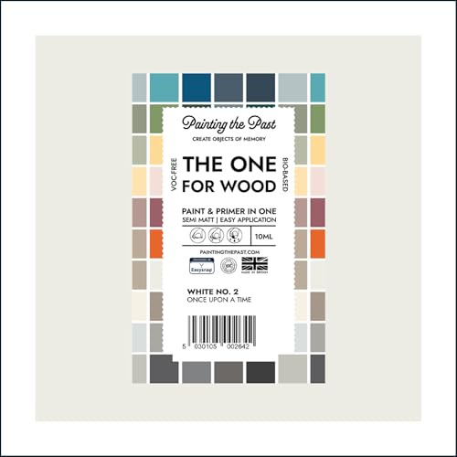 The One for Wood Paint & Primer 10ml (Sample) White No. 2 Once Upon a Time | Semi Matt Finish, Bio-Based & VOC-Free Formula for Wooden Furniture & Surfaces | Durable & Easy Indoor Home Decorating