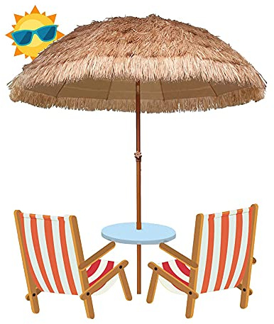 CLSDRZC Parasol, ombrelli da Tavolo da Patio di Paglia, Impermeabile per Esterni di Paglia, usati per Prato, Piscina, Ombrello da Giardino sul Cortile