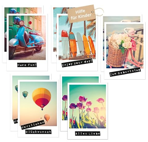 Unicef Postkarten-Set Polaroid | 10 Postkarten mit 5 Motiven | Helfen Sie Kindern in Not: FSC-Papier, 10 Karten mit 5 Motiven (10,5 x 14,8 cm) – Grußkarte