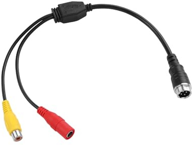 TIENFOKOTA M12 4 Pin Aviation to RCA Video AV DC Connector Adapter, CCTV Surveillance System, Monitor/Camera Adapter Video Cable (Dual female connectors + 4-pin aviation male connector, RCA)