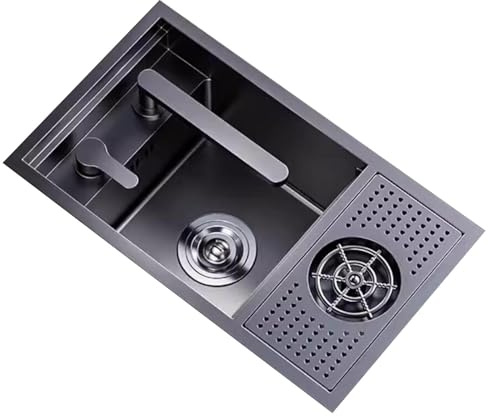 ZQFHSX Lavandino nascosto per cucina, appartamento, tavolo da pranzo, con coperchio, in acciaio inox, mini vasca singola per ristorante, caffetteria, bar, lavabo da banco (60 x 40 x 23 cm)