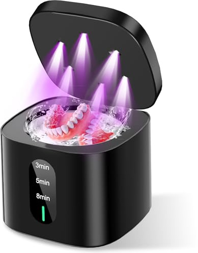Ultraschallreinigungsgerät für Zahnschiene, Ultraschallreiniger 45kHz Dental Pod mit 3 Reinigungsmodi & 200ML Kapazität, Ultrasonic Cleaner für Retainer, Zahnersatz, Aligner, Prothesen, Schmuck