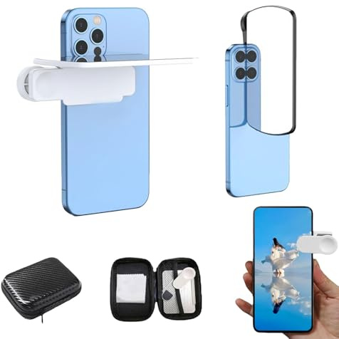 Gansdnek 2 Stück Telefonkamera Spiegelreflexionsclip Set, Spiegeleffekt Objektiv Handy, Verstellbarer Kamera Clip als Selfie Gläser Für Handy, Verstellbare Klappspiegel Aus HD-Glas für Reisefotografie