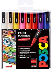 POSCA 153544847 PC-3M „Paint in a Pen“-Set, 1,5 mm breite Kugelspitze, wasserbasierte Filzstifte, 16 Farben