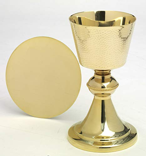 Altarkelche Kelch mit Patene Messing Vergoldet (Höhe 19 cm)