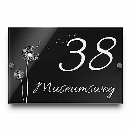 Edles Türschild - Hausnummer mit Gravur mit über 80 Motiven Familien-Haus Namensschild Familienschild Türschilder für die Haustür mit Namen 30x20 cm