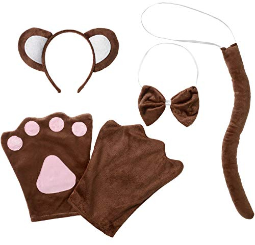 dressforfun 302048 - Kostüm Set Affe für Erwachsene, Haarreif mit Ohren, Handschuhe, Fliege und Schwanz