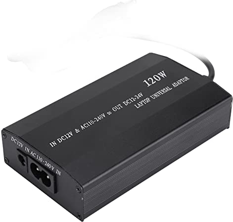 ASHATA Universal Laptop Netzteil 120W, Notebook Ladegerät AC Adapter mit 34 Anschlägen, tragbarer Ersatz Adapter mit Kfz Ladestecker für Auto Reisebereich (Schwarz)