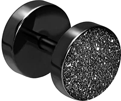 PIERCINGLINE Chirurgenstahl Fake Plug Stecker DIAMANTOPTIK RUND Piercing Ohr Tube Tunnel Schwarz 8 mm