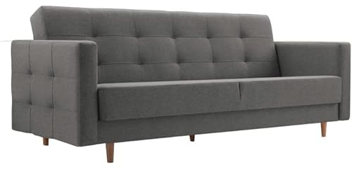 mb-moebel Schlafsofa Kippsofa Sofa mit Schlaffunktion Klappsofa Bettfunktion mit Bettkasten Couch - Scarlett (Dunkelgrau)