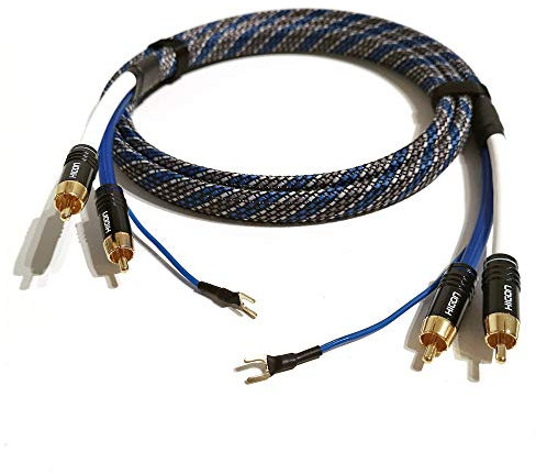 Selected Cable Cavo audio RCA Blue Edition da 1,5 m con cavo di massa lungo 1,6 m per giradischi Estate Cable Sinus Control cavo audio in tubo intrecciato – SC81-K3-V-Blue-0150