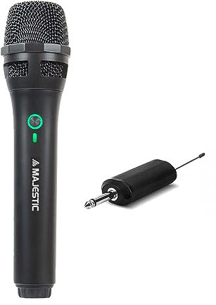 MAJESTIC MIC 601W – Microfono Wireless UHF con ricevitore ricaricabile, nero