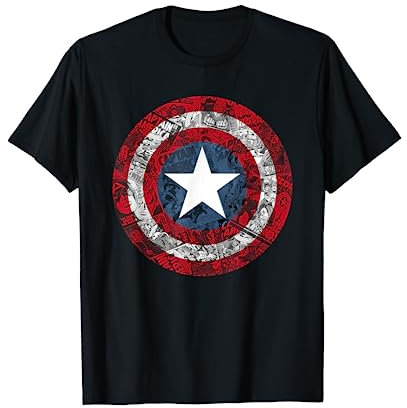 Marvel Captain America Shield Comic Page Fill Logo T-Shirt