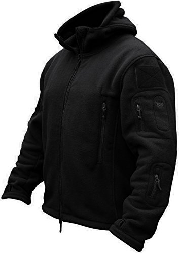 TACVASEN Uomo Giubbotto Autunnale in Pile Pullover a Maniche Lunghe con Cappuccio, Nero, 3XL