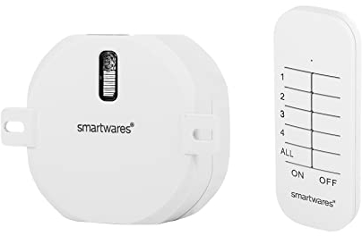 Smartwares Garagenschalterset – inklusive 2-Kanal-Fernbedienung - Plug & Connect - Max. 300 W - SH4-99558, weiß