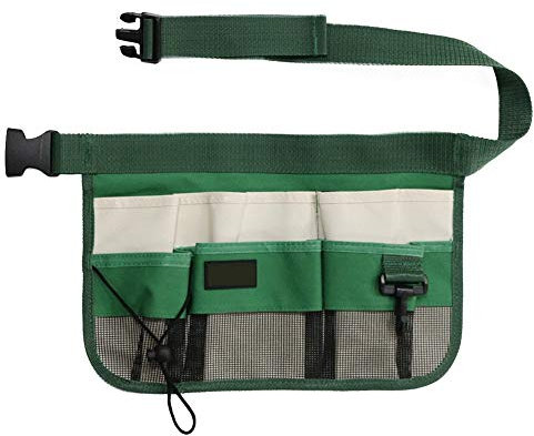 Tool Pouch Storage Holder Waist Tool Bag Garden Home Cleaning Multi-functional Oxford Cloth Apron Multi-pockets Screwdriver Adjustable Belt Tool Belt (Color : Green)