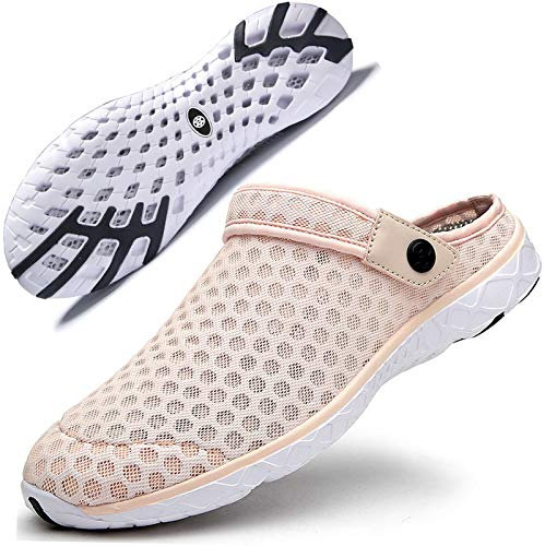 Zoccoli Donna Scarpe da Giardino Pantofole Ciabatte da Mare Spiaggia e Piscina Estate Sabot Sandalo Mesh Leggere Rosa 36