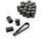 LST 20x Sechskant Rachraube Abdeckkappen Felgen Kappen lang 17mm schwarz Glanz
