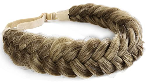 TOECWEGR Extensions Haarband Haarreifen Zopf Geflochten Classic Chunky Wide Plaited Wedding Fluffy Braids Wig Women Girl Beauty Accessory (Kaffeefarbe)