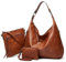 Ashioup Damen Hobo Bag Ranzen Geldbörsen Set, braun