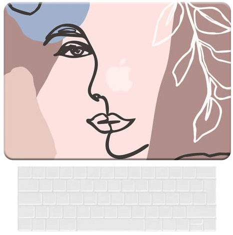 BYCeKe Kompatibel mit MacBook Pro 13 Hülle 2024-2016 Modell M2 M1 A2338 A2289 A2251 A2159 A1989 A1706 A1708, Plastik Laptop-Schale Case für Mac Pro 13 mit Touch Bar, Abstraktes Gesicht