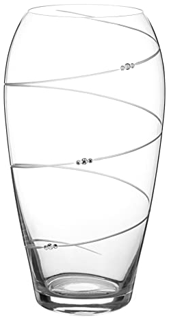 DIAMANTE Swarovski Crystal Vase - Swirl - Hand Cut Design with Swarovski Crystals | 29cm